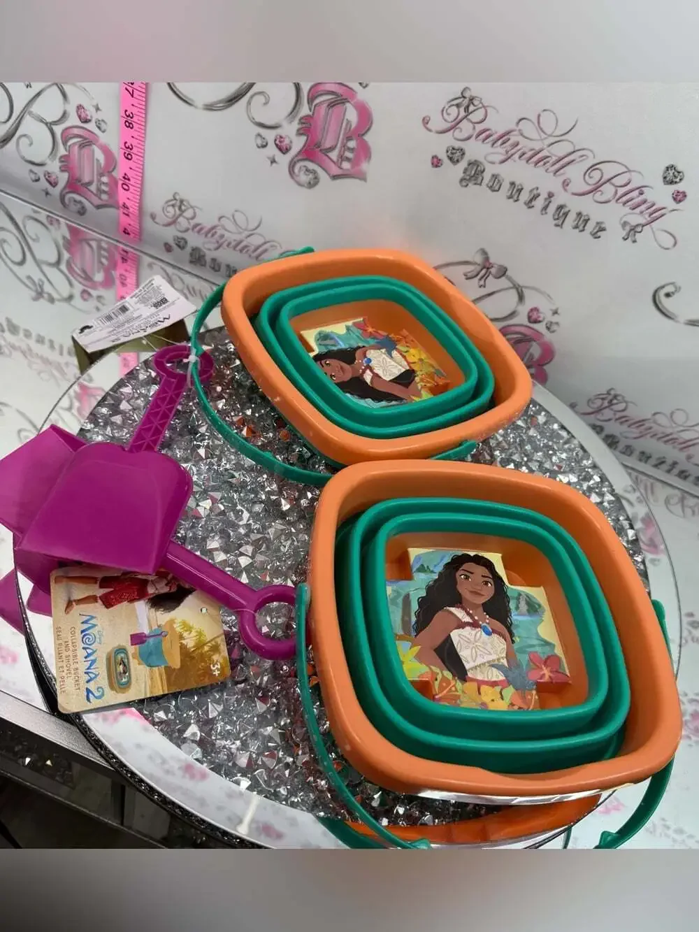 Disney beach buckets NEW Orange & Teal Moana Square Party Buckets Set scoop